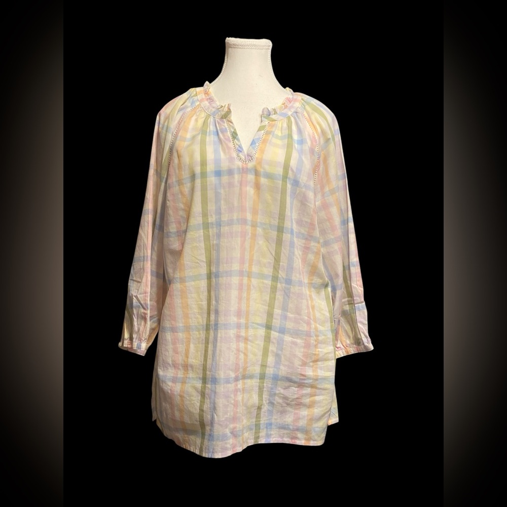 Talbots Puff Sleeve Tunic in Yellow and Pink